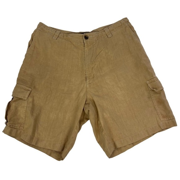JOSEPH ABBOUD Men’s Cargo Linen Shorts Sz W36 Actual Waist Measure W34 Tan Color - Picture 1 of 7